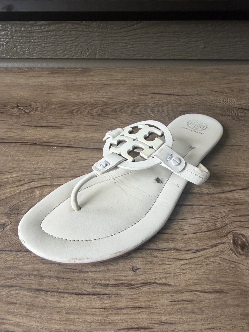 Tory Burch Womens Miller Miele Soft Calf Leather Slip On Flat Sandals Size 10.5
